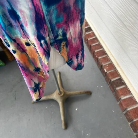 Honeyme Kimono Robe Tie Dye Women's Large Vibrant Lounge Bathing Suit Coverup - Picture 6 of 12